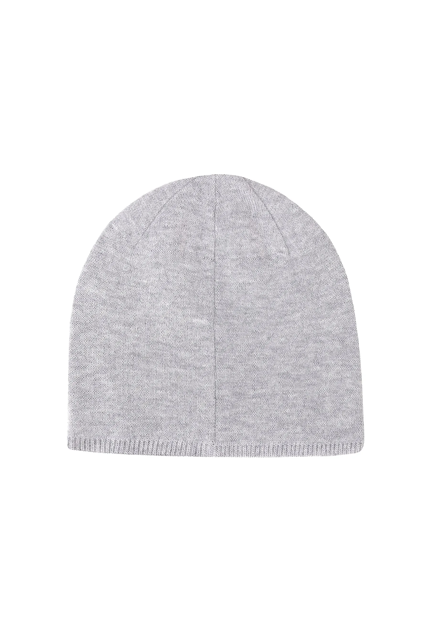 Unisex Gothic Skull In Flames Beanie Hat - Grey Marl
