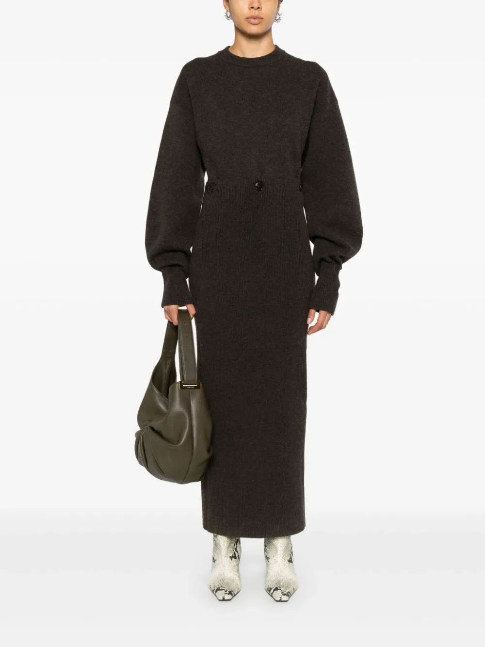 Zothy Merino Midi Dress in Coffee